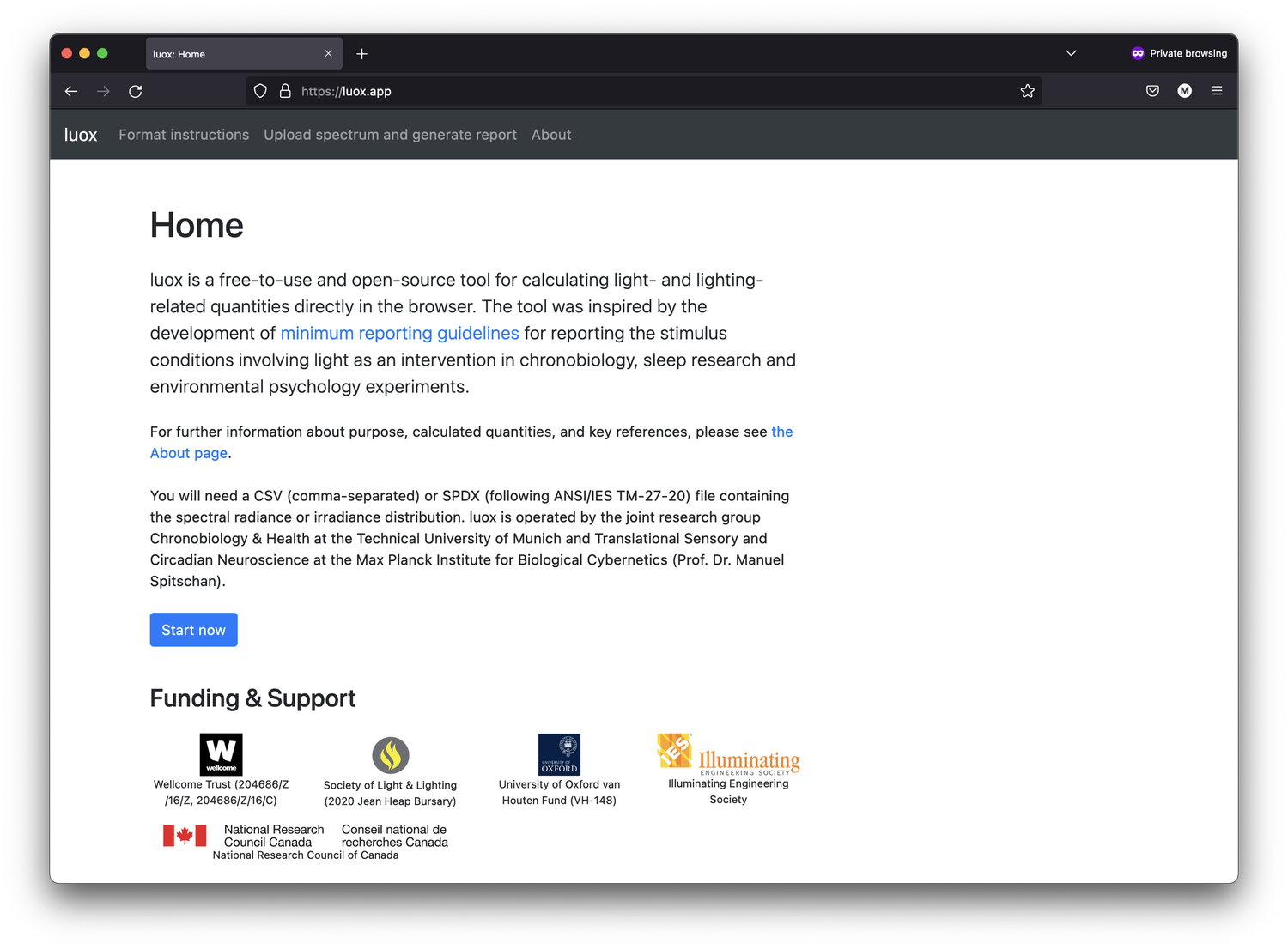 Screenshot of luox